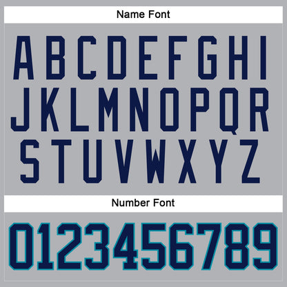 Custom Gray Navy-Teal Hockey Jersey - Sky-Custom