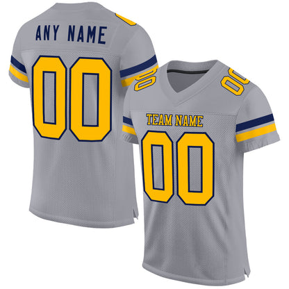 Custom Gray Gold-White Mesh Authentic Football Jersey - Sky-Custom
