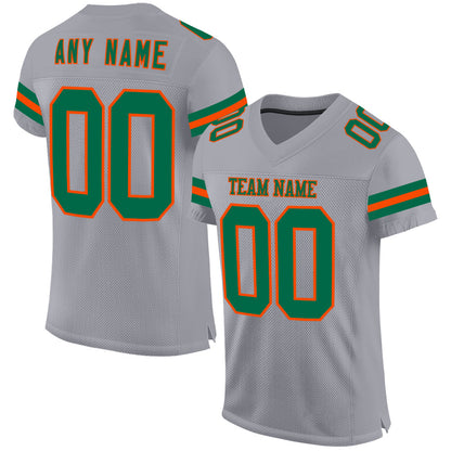 Custom Gray Kelly Green-Orange Mesh Authentic Football Jersey - Sky-Custom