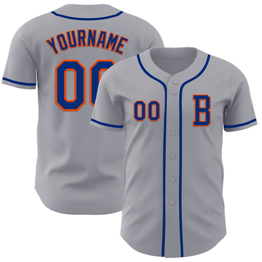 Custom Gray Royal-Orange Authentic Baseball Jersey - Sky-Custom