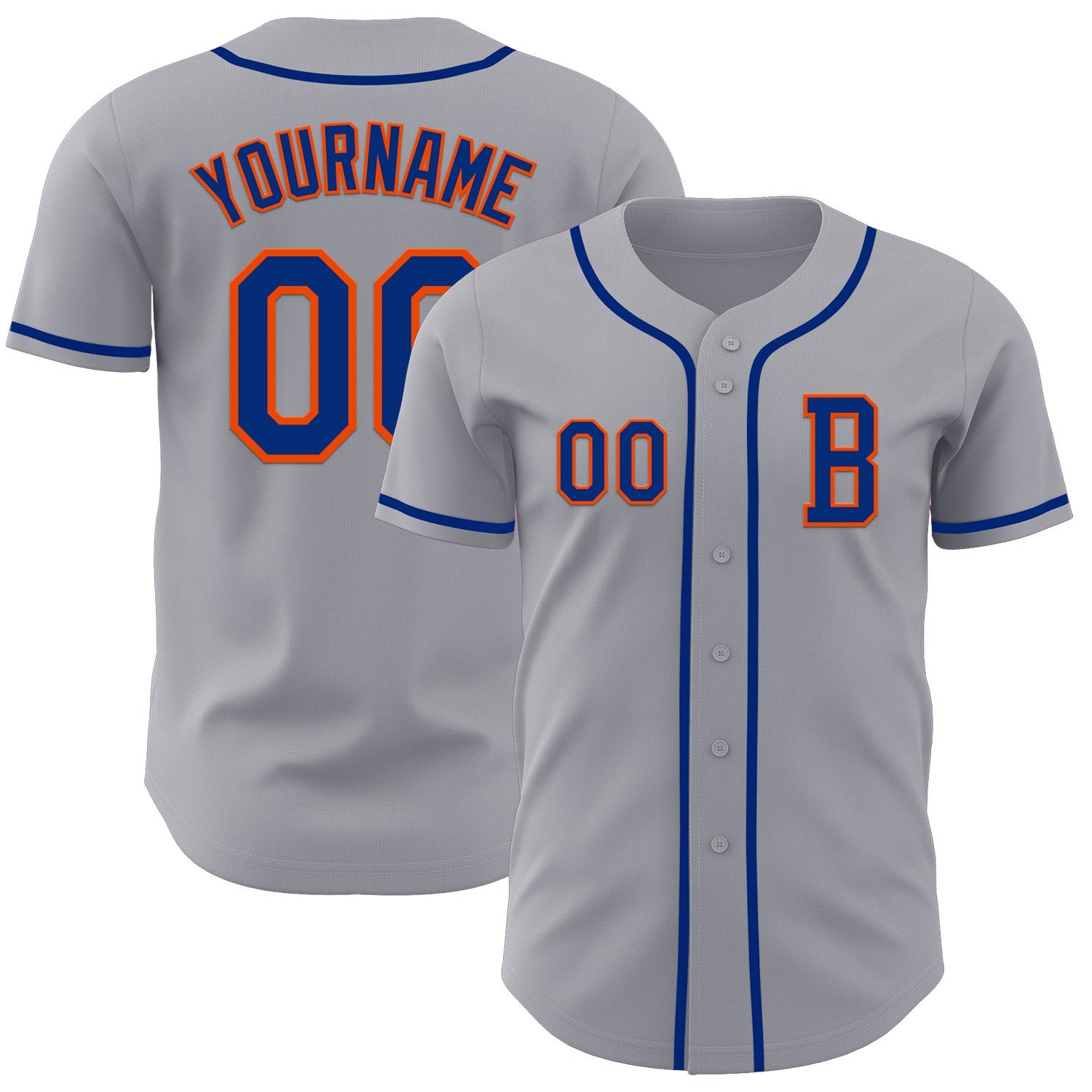 Custom Gray Royal-Orange Authentic Baseball Jersey - Sky-Custom