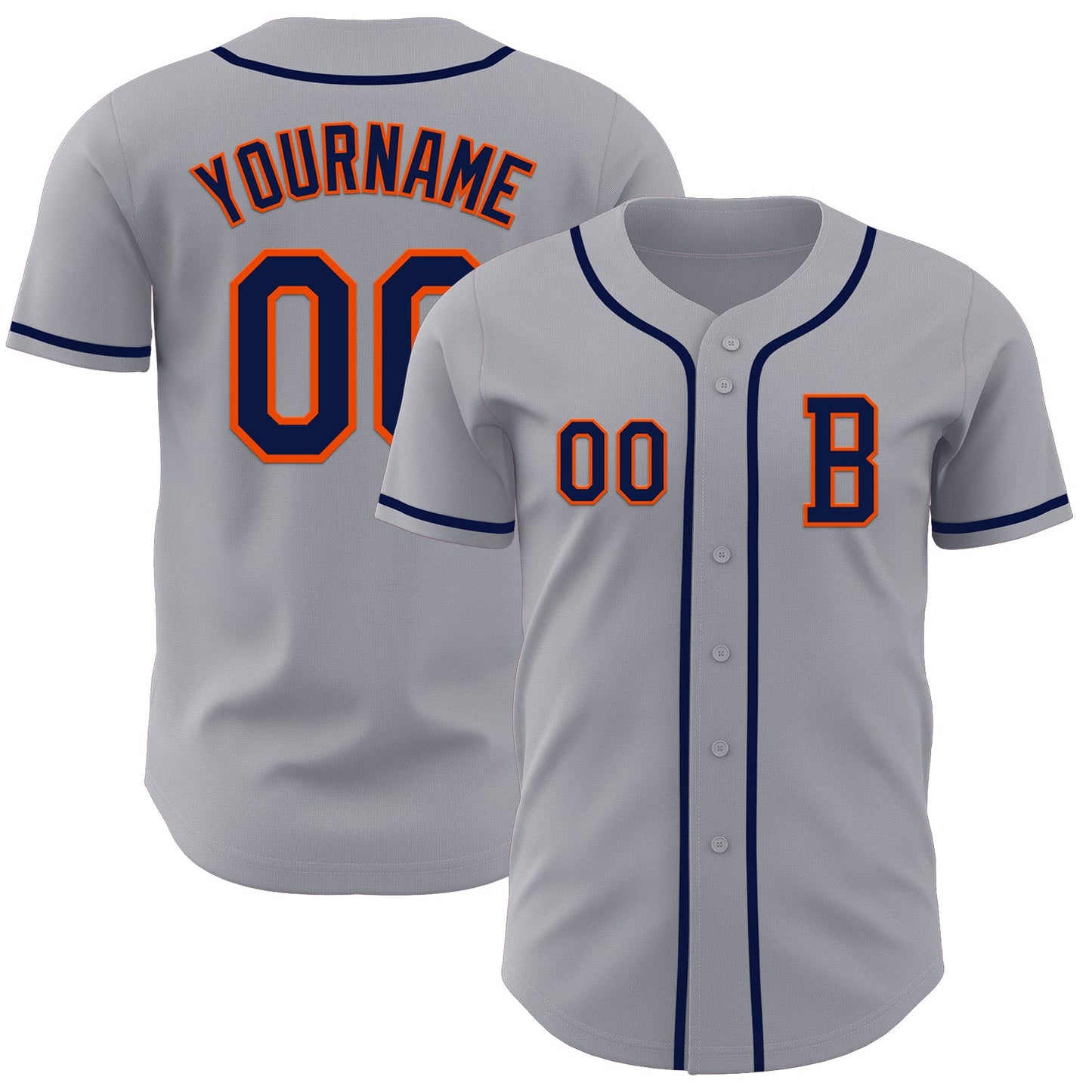 Custom Gray Navy-Orange Authentic Baseball Jersey - Sky-Custom