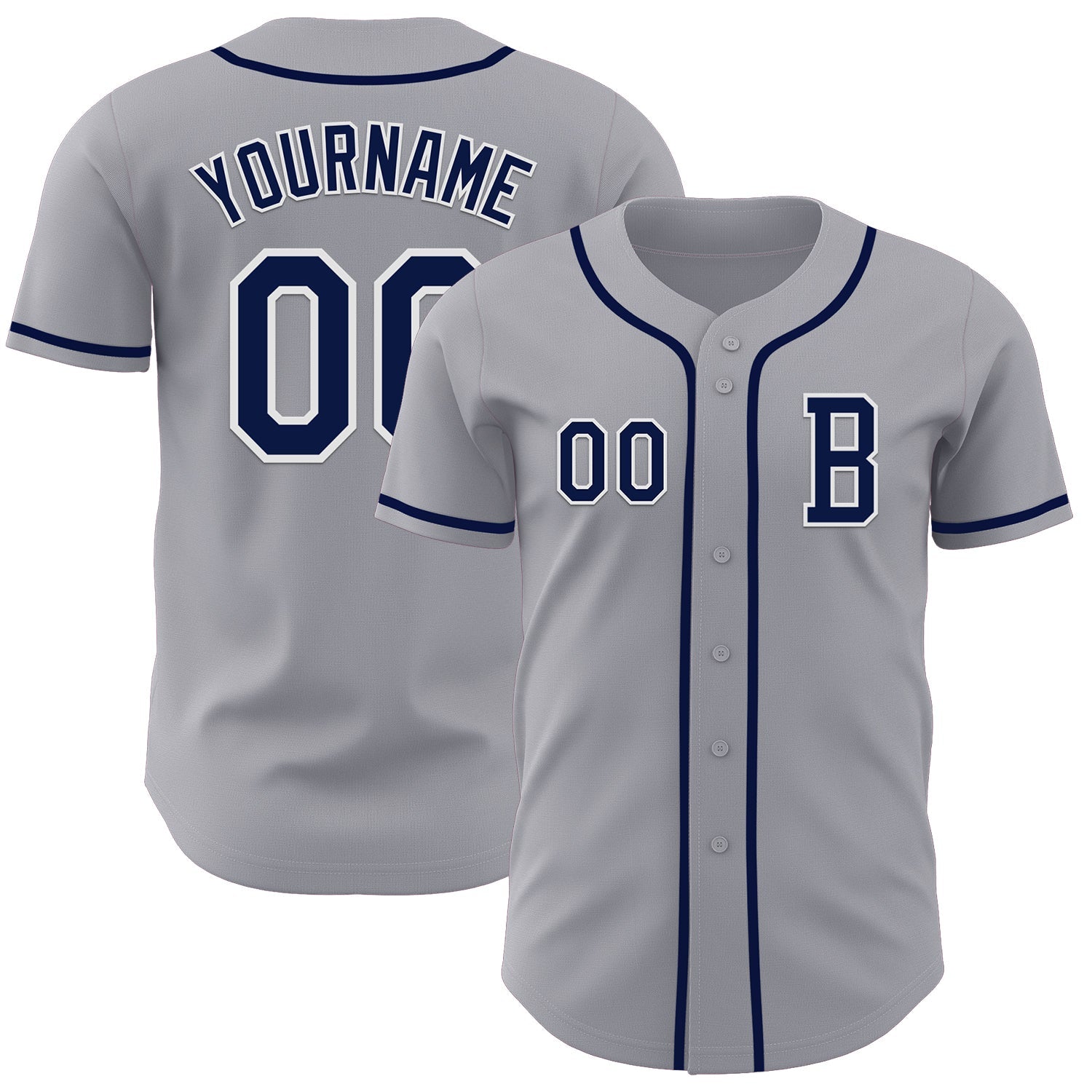 Custom Gray Navy-White Authentic Baseball Jersey - Sky-Custom