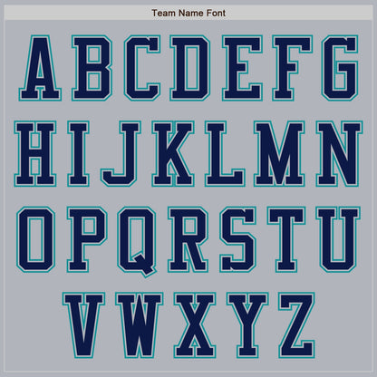 Custom Gray Navy-Teal Authentic Baseball Jersey - Sky-Custom