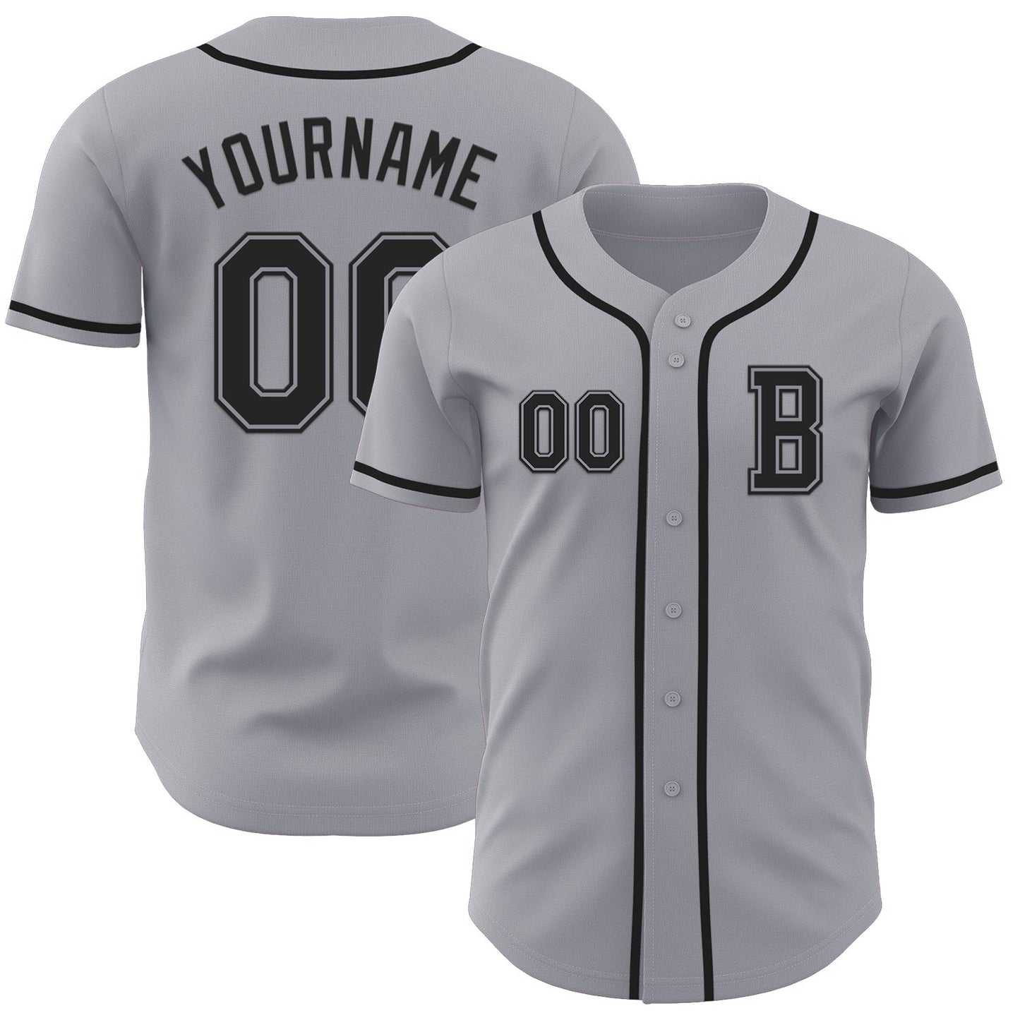 Custom Gray Black Authentic Baseball Jersey - Sky-Custom