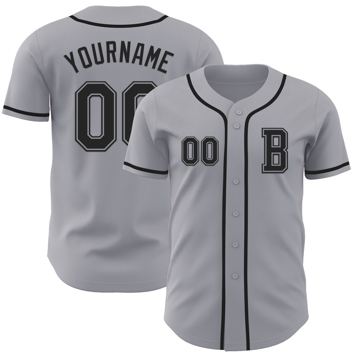 Custom Gray Black Authentic Baseball Jersey - Sky-Custom
