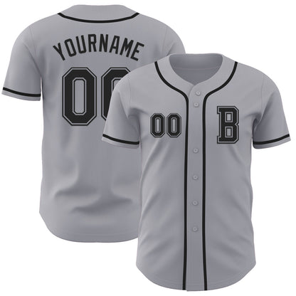 Custom Gray Black Authentic Baseball Jersey - Sky-Custom