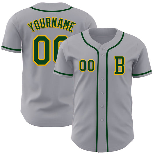 Custom Gray Green-Gold Authentic Baseball Jersey - Sky-Custom
