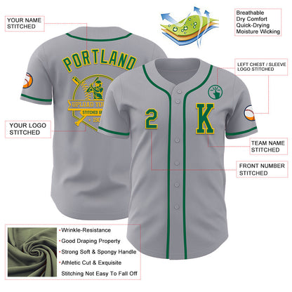 Custom Gray Kelly Green-Gold Authentic Baseball Jersey - Sky-Custom
