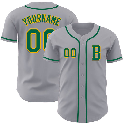Custom Gray Kelly Green-Gold Authentic Baseball Jersey - Sky-Custom