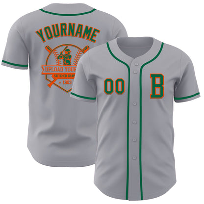 Custom Gray Kelly Green-Orange Authentic Baseball Jersey - Sky-Custom