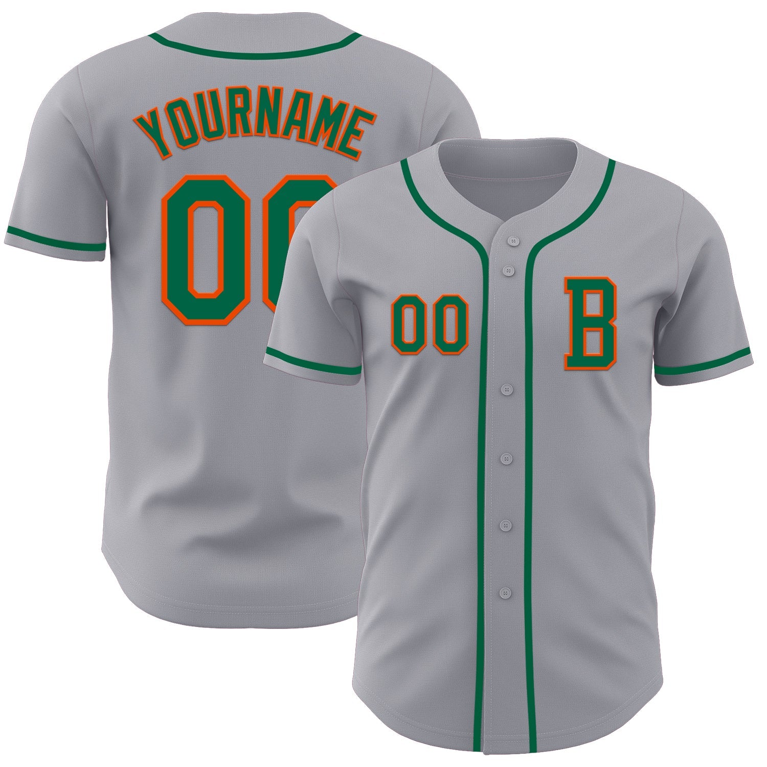 Custom Gray Kelly Green-Orange Authentic Baseball Jersey - Sky-Custom