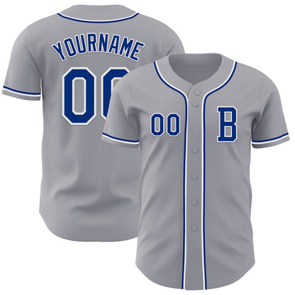 Custom Gray Royal-White Authentic Baseball Jersey - Sky-Custom