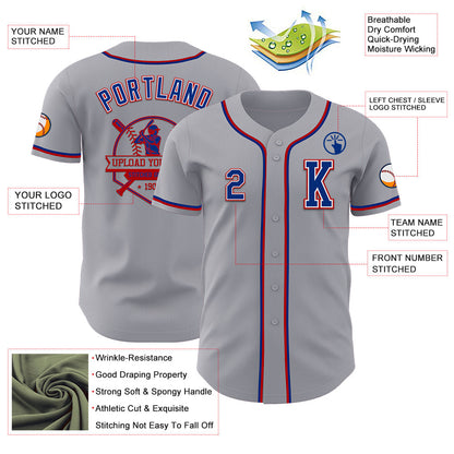 Custom Gray Royal-Red Authentic Baseball Jersey - Sky-Custom
