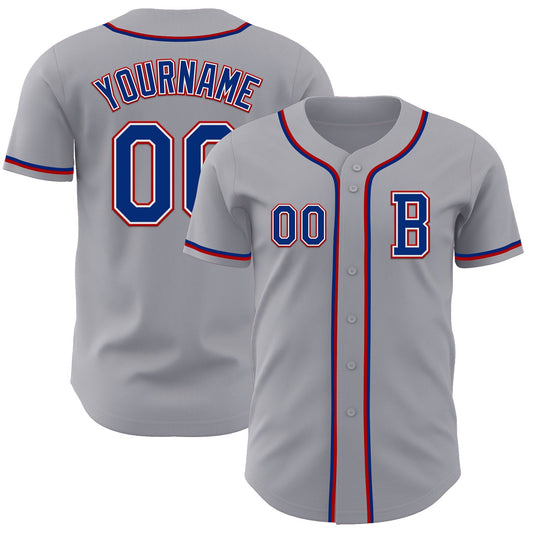 Custom Gray Royal-Red Authentic Baseball Jersey - Sky-Custom