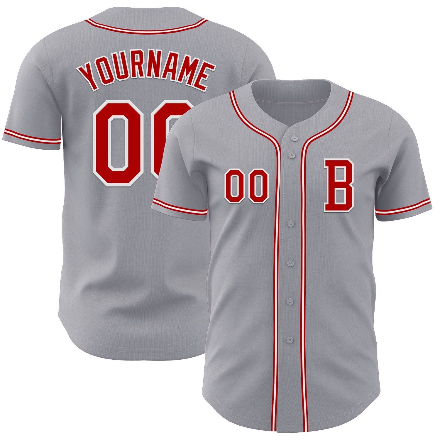Custom Gray Red-White Authentic Baseball Jersey - Sky-Custom