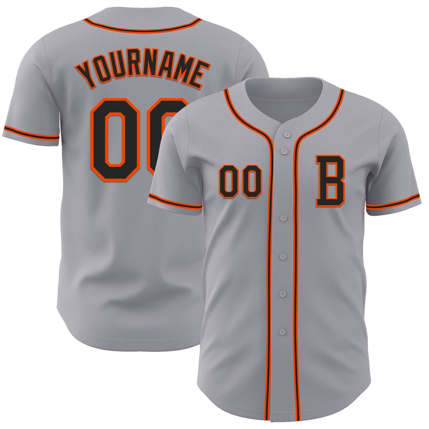 Custom Gray Black-Orange Authentic Baseball Jersey - Sky-Custom