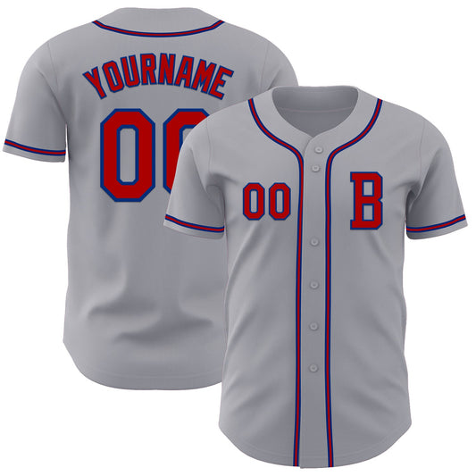 Custom Gray Red-Royal Authentic Baseball Jersey - Sky-Custom