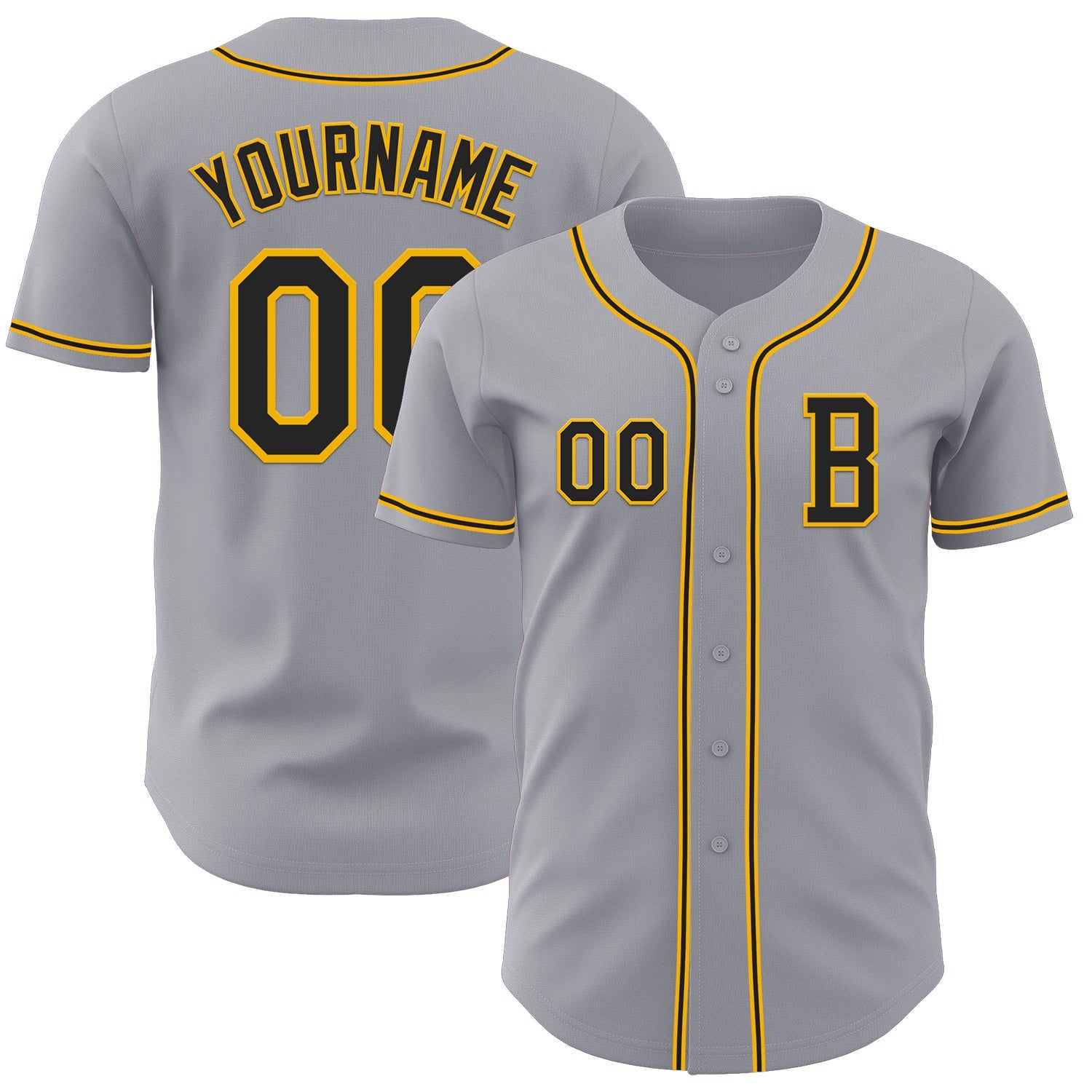 Custom Gray Black-Gold Authentic Baseball Jersey - Sky-Custom