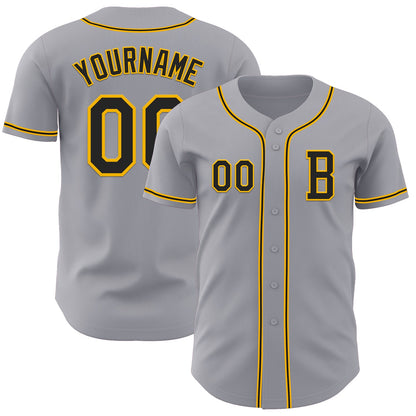 Custom Gray Black-Gold Authentic Baseball Jersey - Sky-Custom