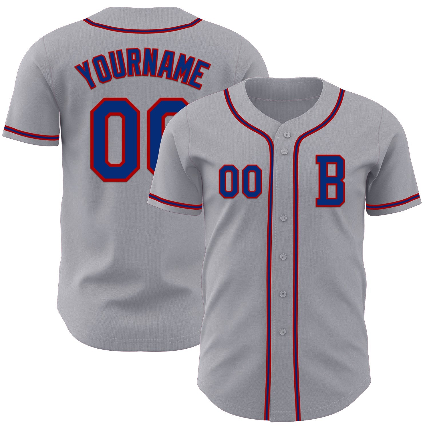 Custom Gray Royal-Red Authentic Baseball Jersey - Sky-Custom