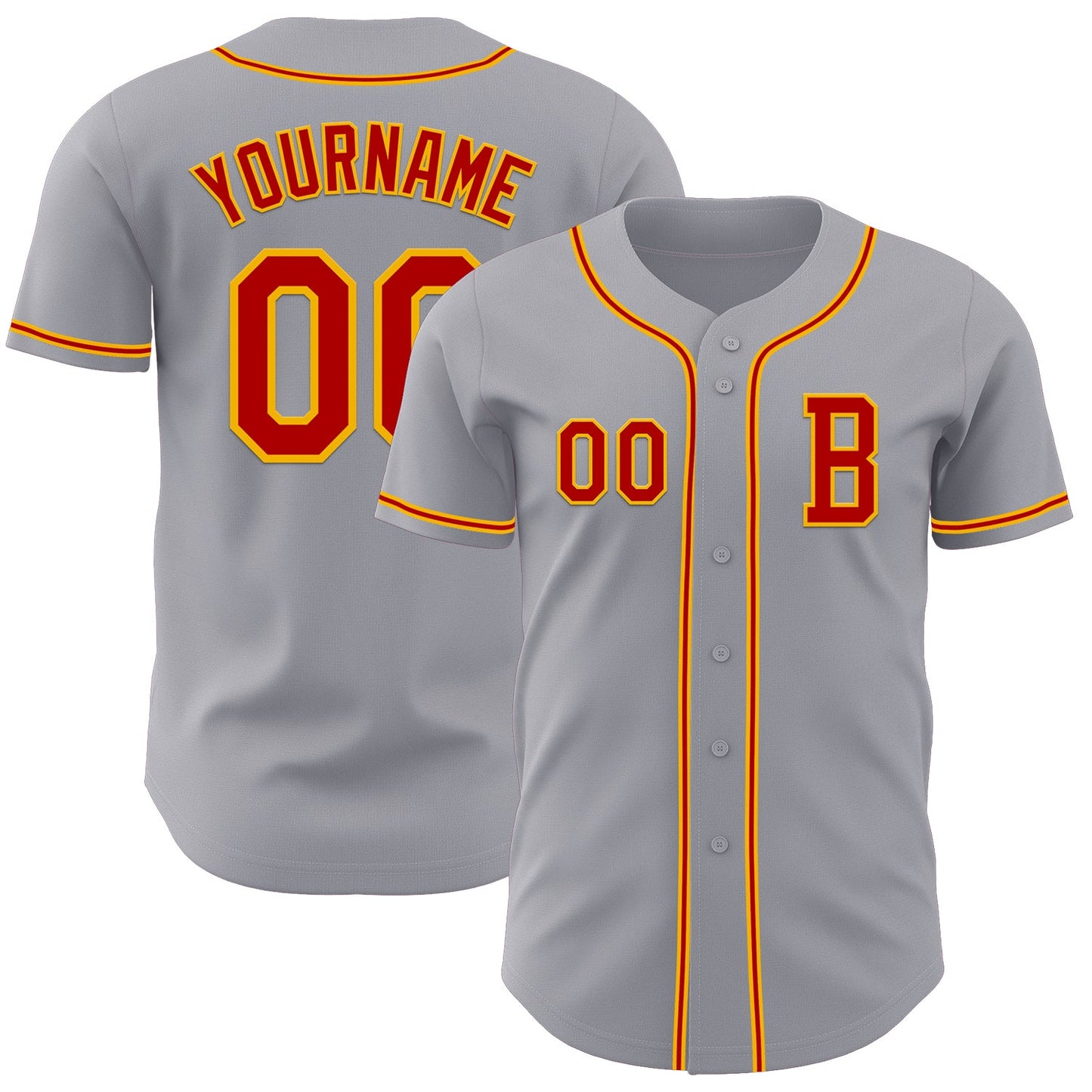 Custom Gray Red-Gold Authentic Baseball Jersey - Sky-Custom