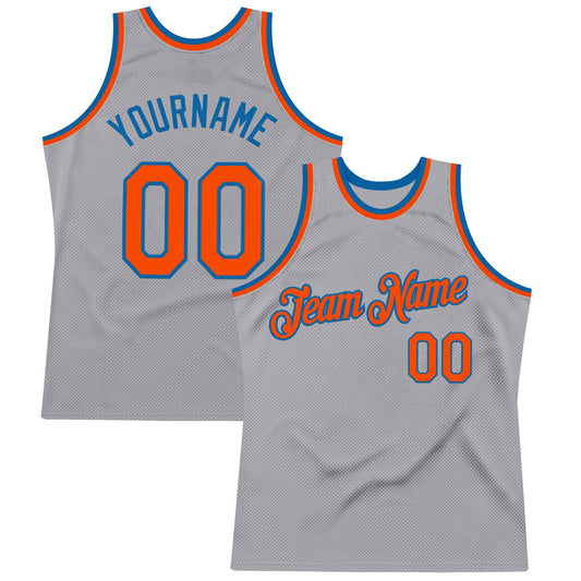 Custom Gray Orange-Light Blue Authentic Throwback Basketball Jersey - Sky-Custom