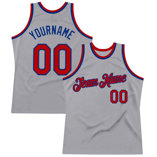 Custom Gray Red-Royal Authentic Throwback Basketball Jersey - Sky-Custom