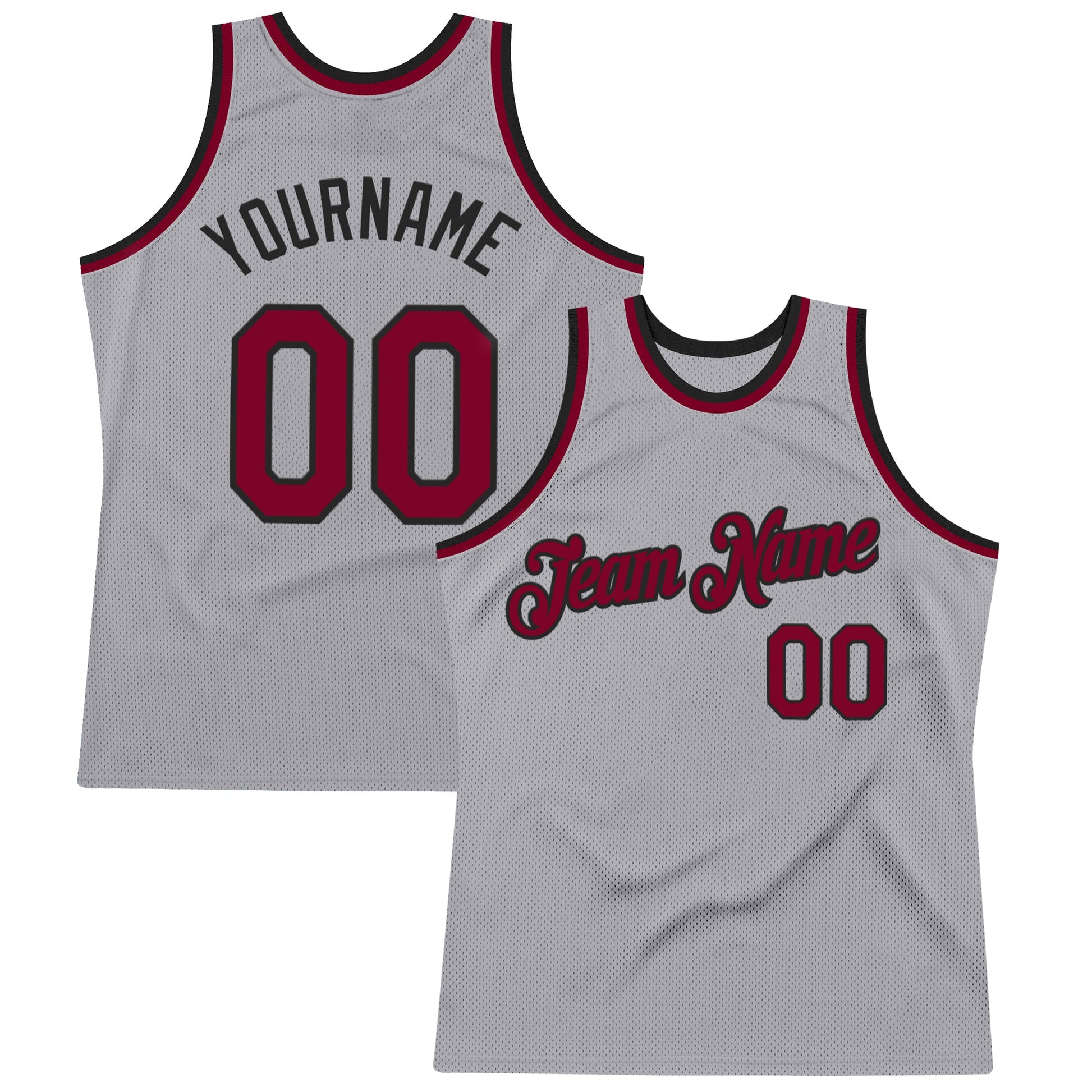Custom Gray Maroon-Black Authentic Throwback Basketball Jersey - Sky-Custom