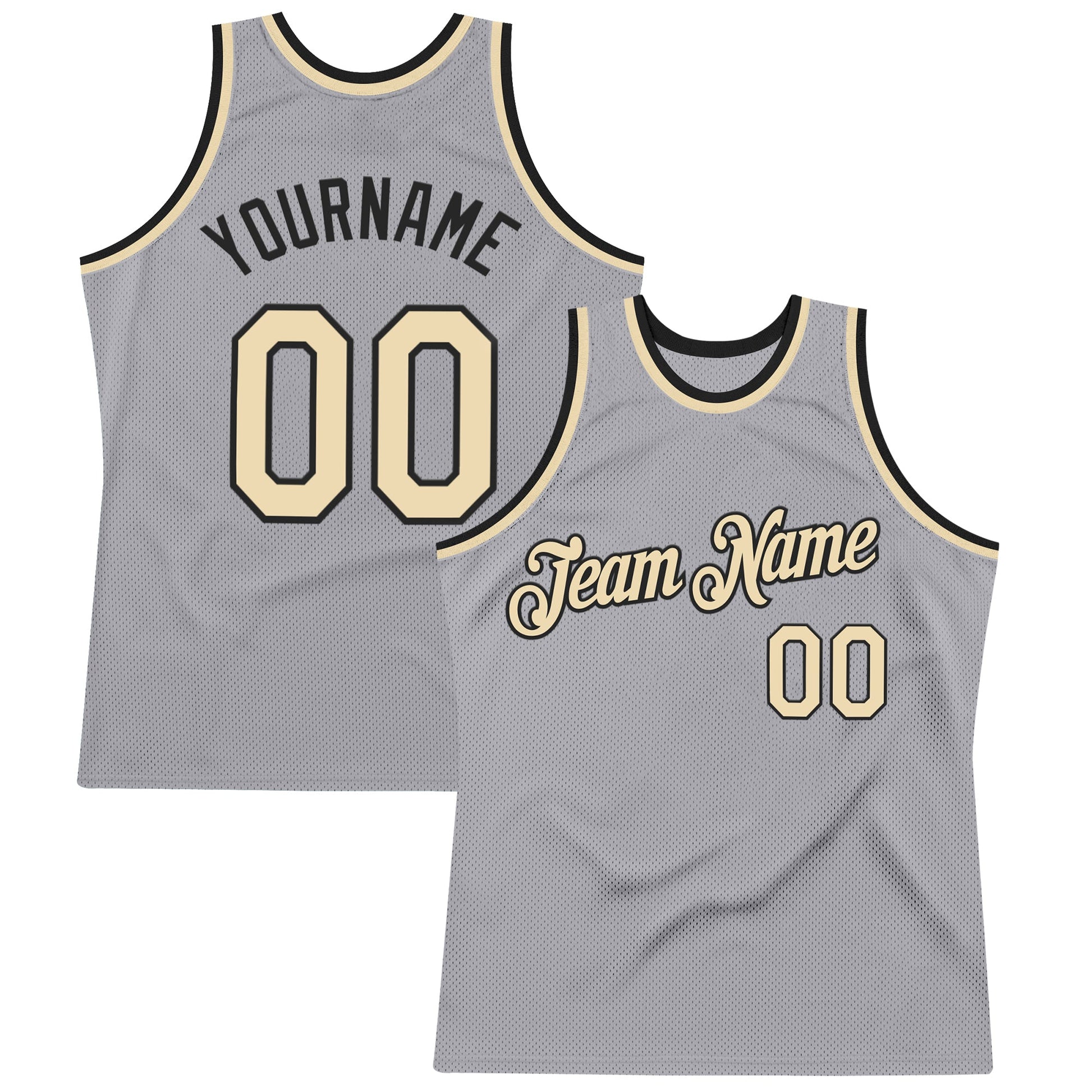 Custom Gray Cream-Black Authentic Throwback Basketball Jersey - Sky-Custom