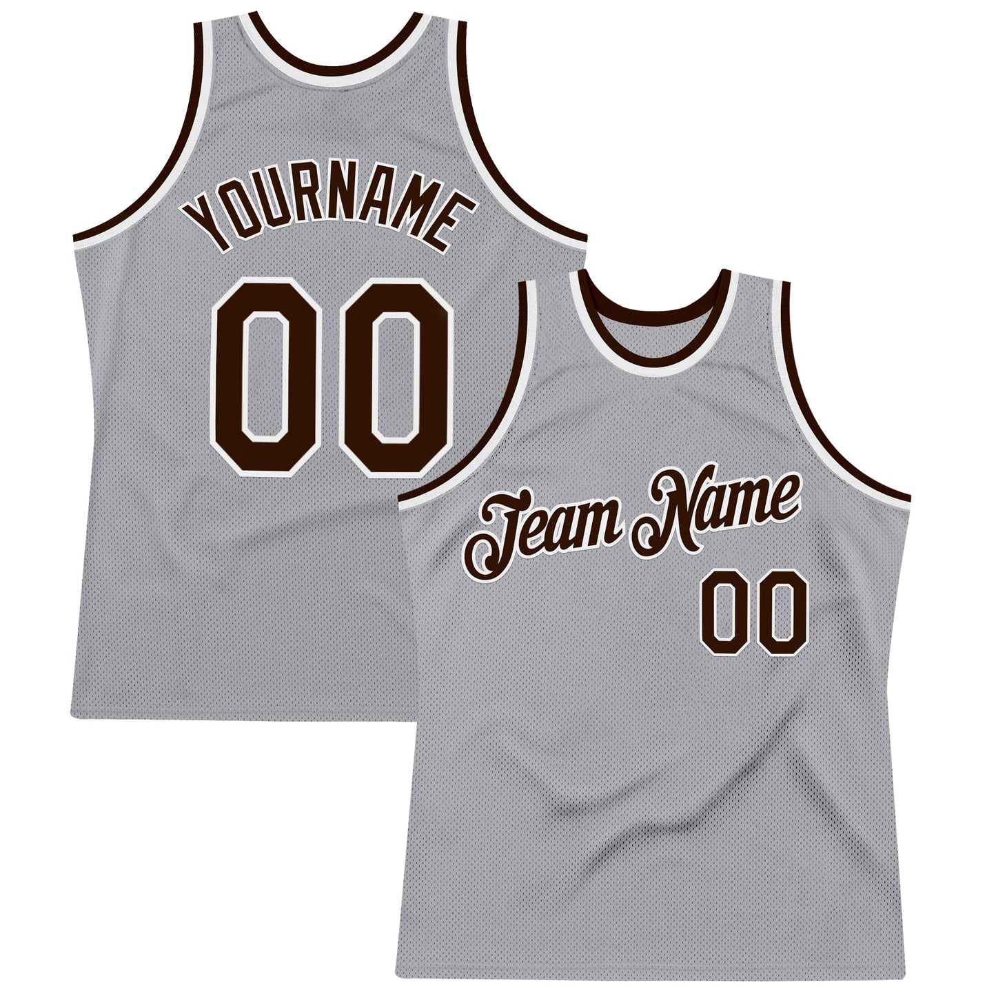 Custom Gray Brown-White Authentic Throwback Basketball Jersey - Sky-Custom