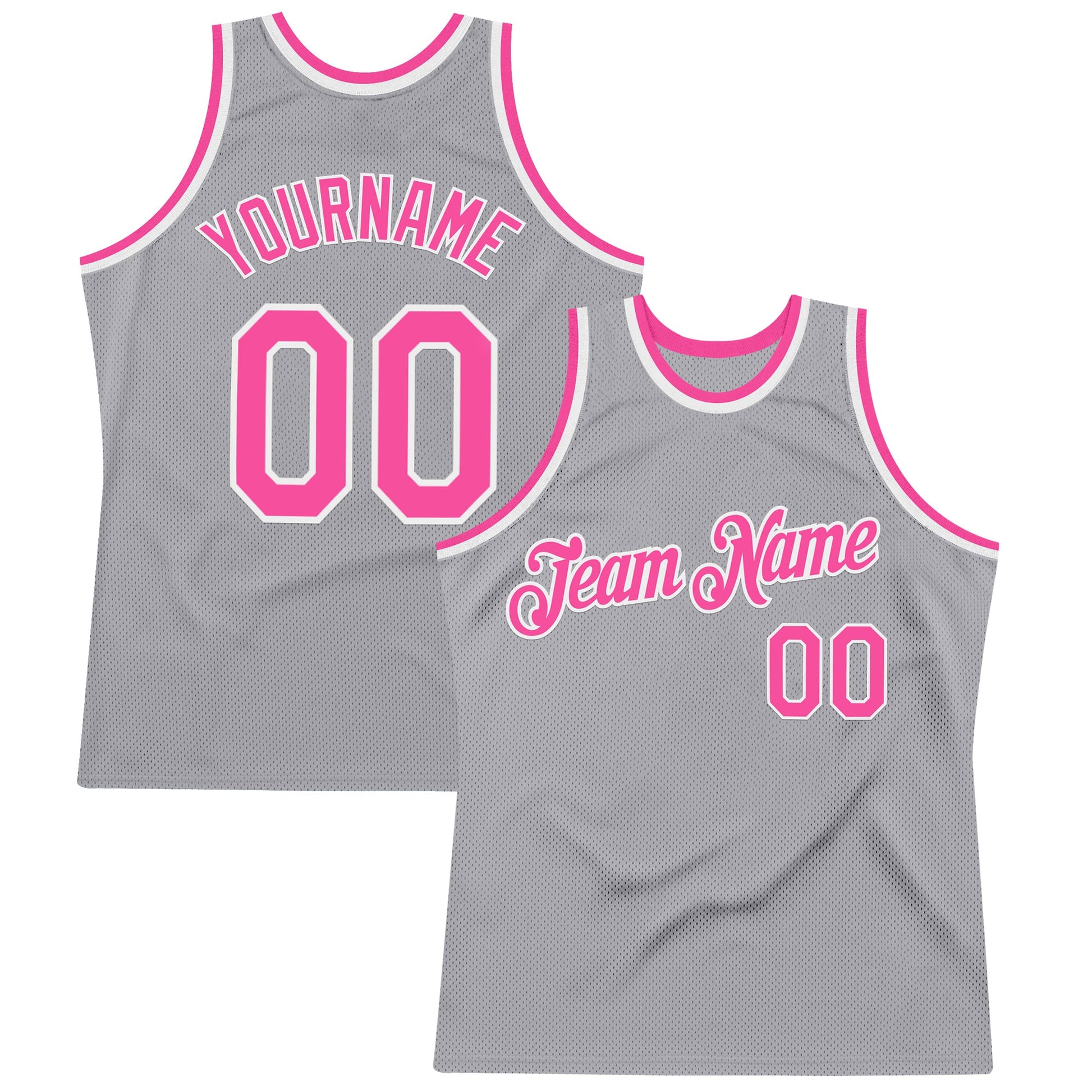 Custom Gray Pink-White Authentic Throwback Basketball Jersey - Sky-Custom