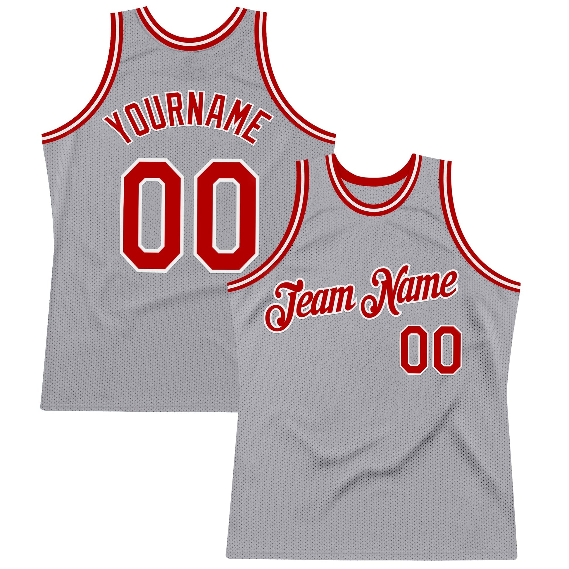 Custom Gray Red-White Authentic Throwback Basketball Jersey - Sky-Custom