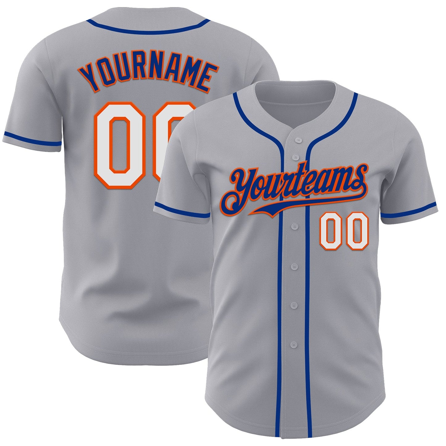 Custom Gray White Orange-Royal Authentic Baseball Jersey - Sky-Custom