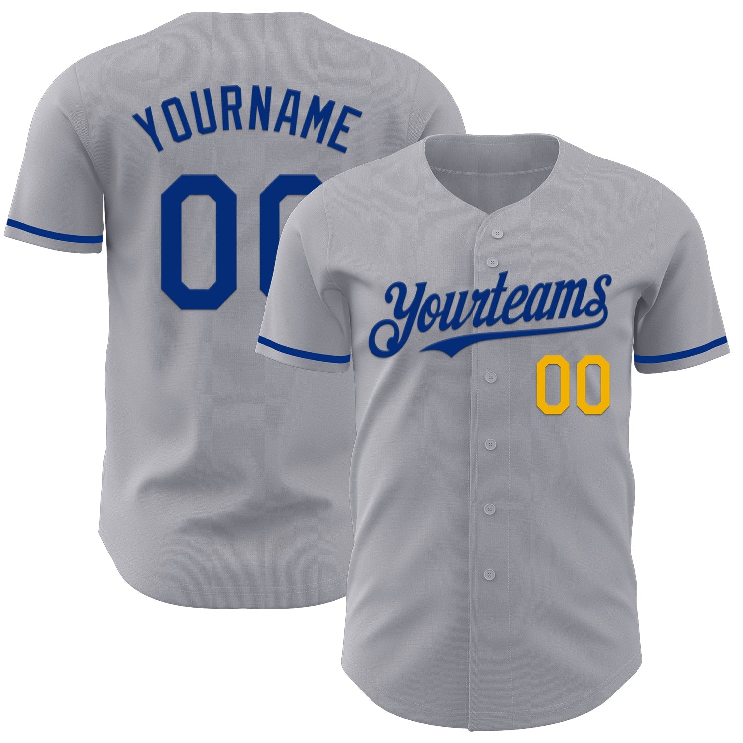 Custom Gray Royal-Gold Authentic Baseball Jersey - Sky-Custom