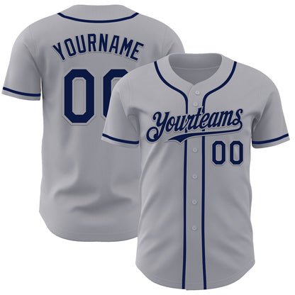 Custom Gray Navy Authentic Baseball Jersey - Sky-Custom