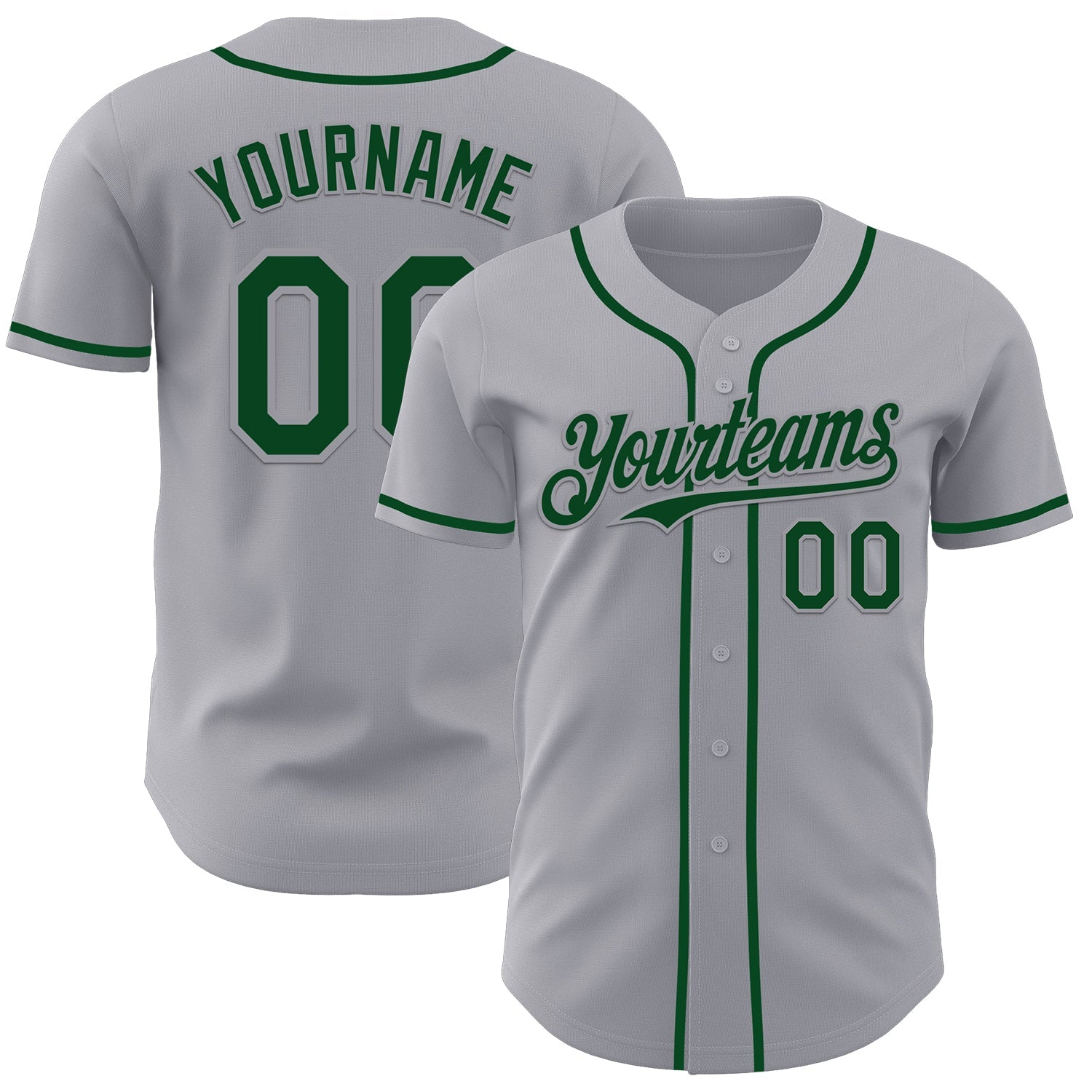 Custom Gray Green Authentic Baseball Jersey - Sky-Custom