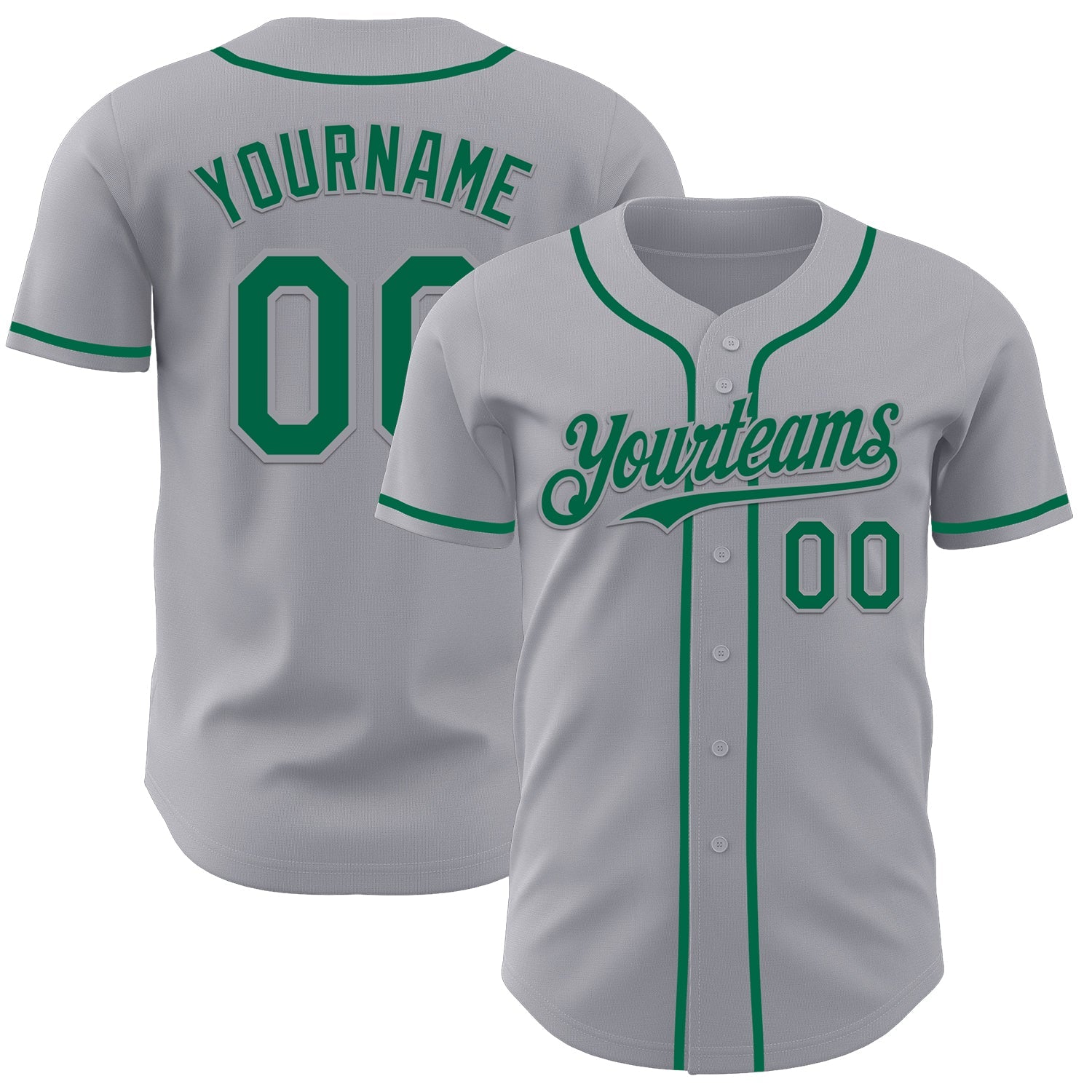 Custom Gray Kelly Green Authentic Baseball Jersey - Sky-Custom