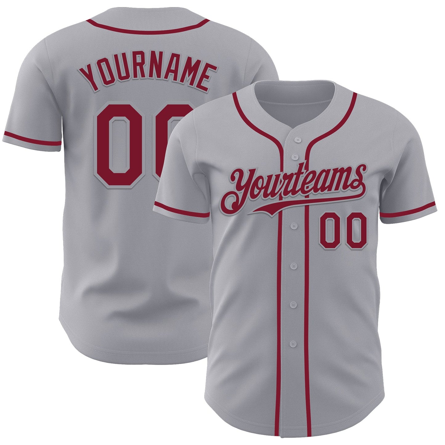 Custom Gray Crimson Authentic Baseball Jersey - Sky-Custom