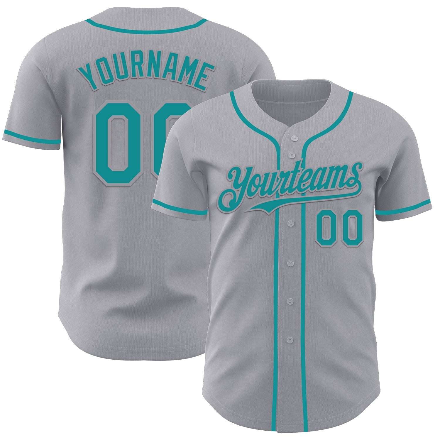 Custom Gray Teal Authentic Baseball Jersey - Sky-Custom