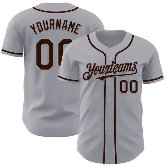 Custom Gray Brown Authentic Baseball Jersey - Sky-Custom
