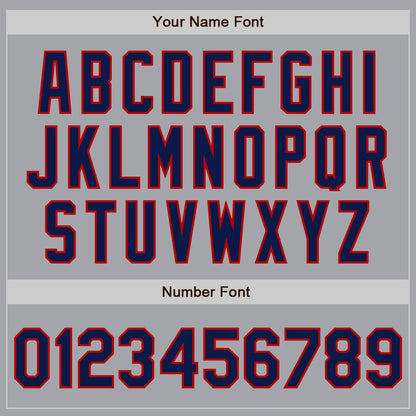 Custom Gray Navy-Red Authentic Baseball Jersey - Sky-Custom