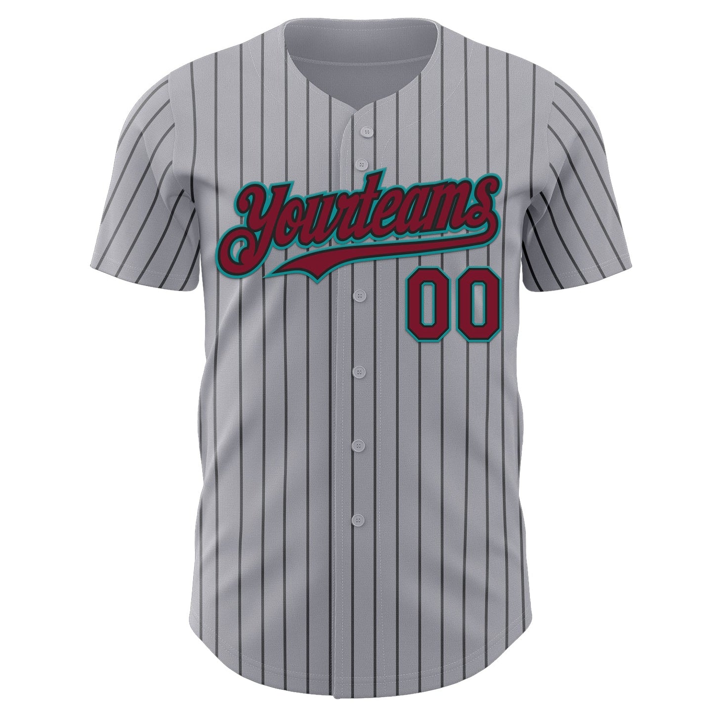 Custom Gray Black Pinstripe Crimson-Teal Authentic Baseball Jersey - Sky-Custom