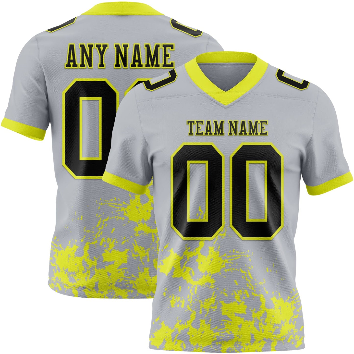 Custom Gray Black-Neon Yellow Splash Mesh Authentic Football Jersey - Sky-Custom