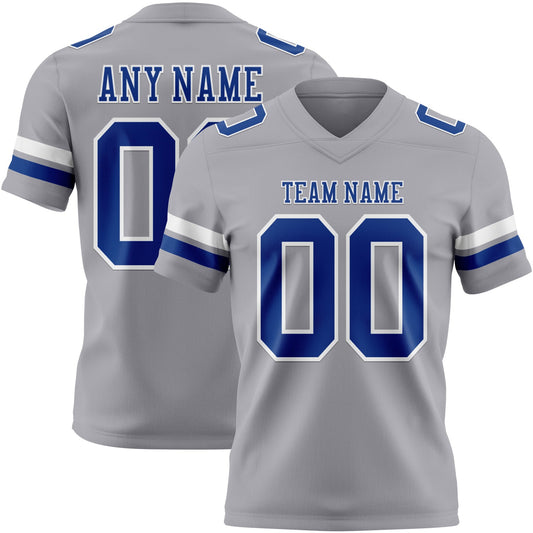 Custom Gray Royal-White Mesh Authentic Football Jersey - Sky-Custom