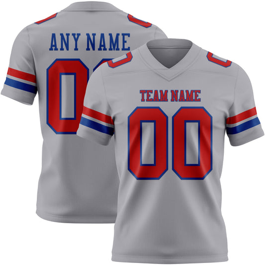 Custom Gray Red-Royal Mesh Authentic Football Jersey - Sky-Custom