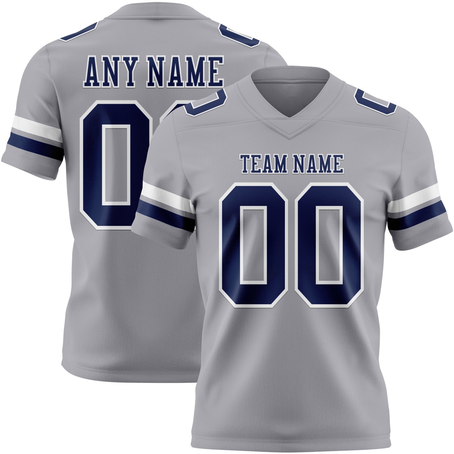 Custom Gray Navy-White Mesh Authentic Football Jersey - Sky-Custom