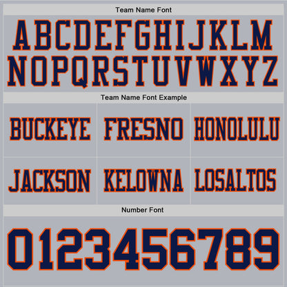 Custom Gray Navy-Orange Mesh Authentic Football Jersey - Sky-Custom