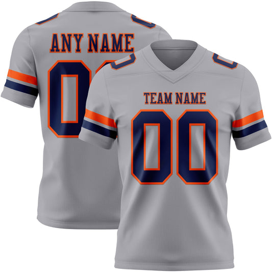Custom Gray Navy-Orange Mesh Authentic Football Jersey - Sky-Custom