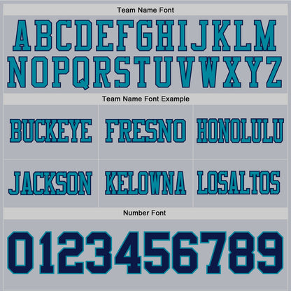 Custom Gray Navy-Teal Mesh Authentic Football Jersey - Sky-Custom